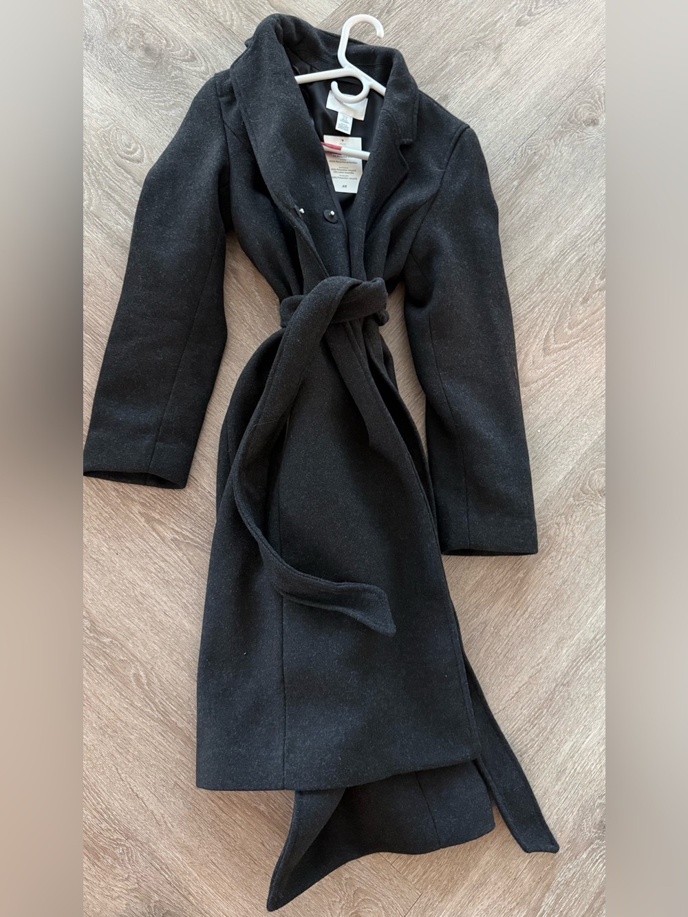 HM women’s wool coat in charcoal